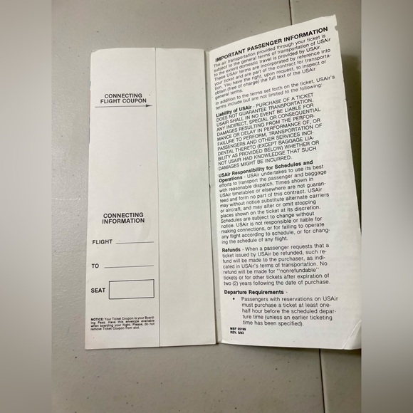 Vintage USAir Travel Passes Luggage Tag Ticket Jackets - Picture 12 of 13